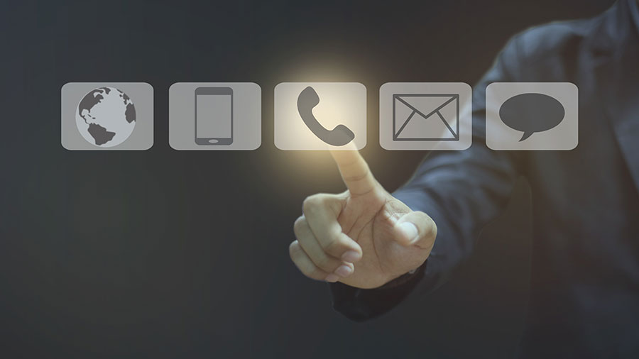 Abstract of contact icons with person pressing one