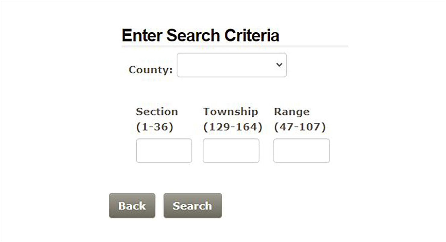 Screenshot of system page showing county selection