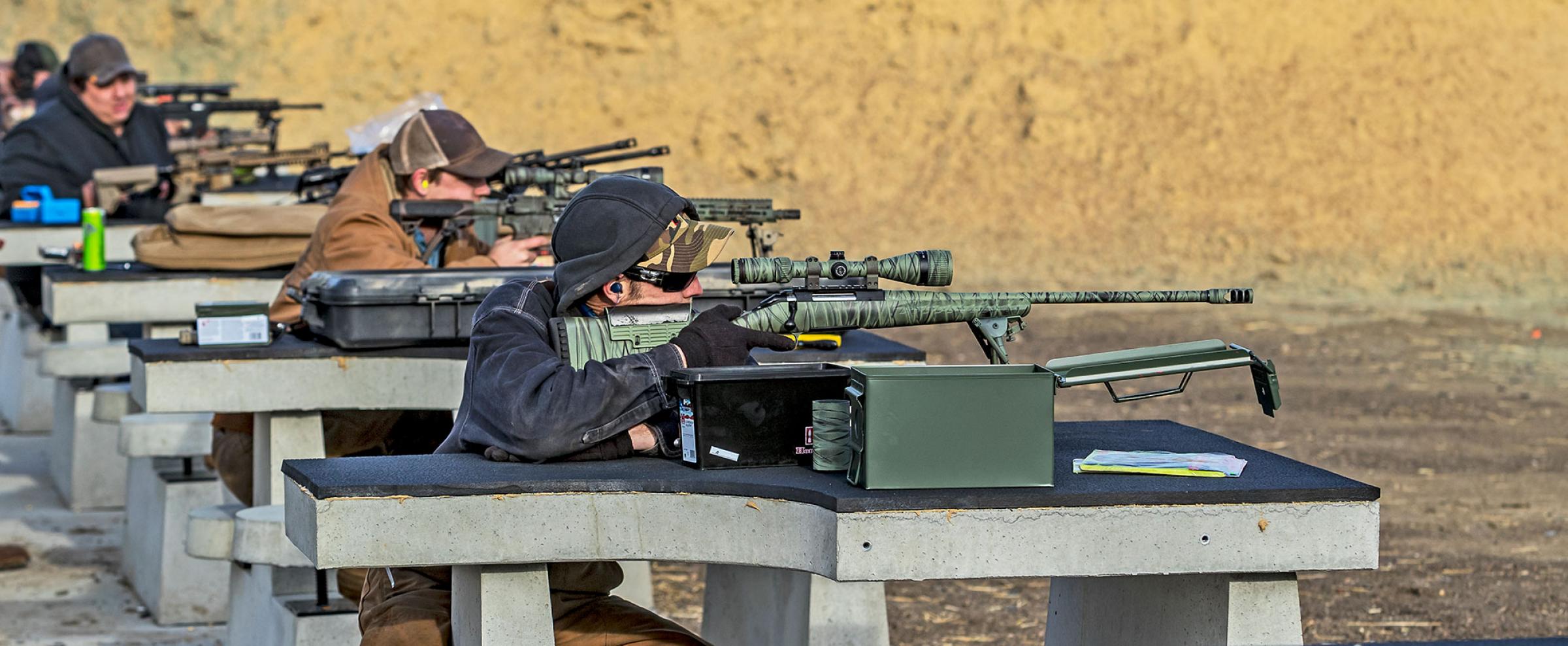 Target practicing at a gun range
